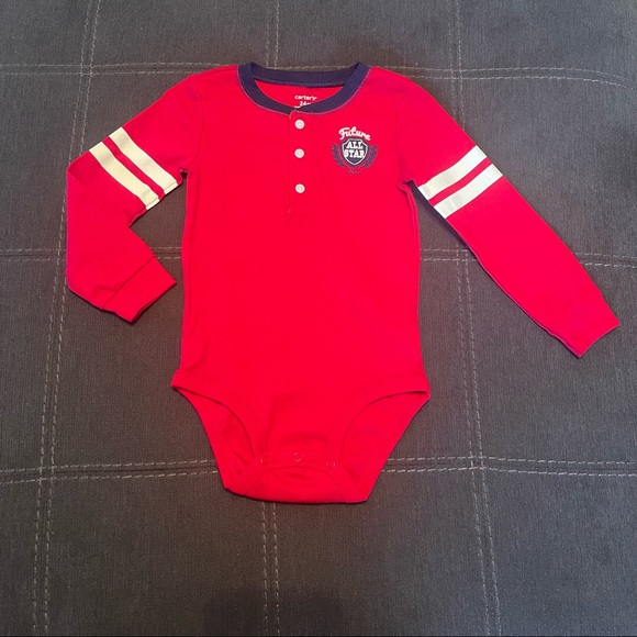3/$25 Carter’s Long Sleeve Boys Graphic Red Onsie NWOT - Picture 3 of 12